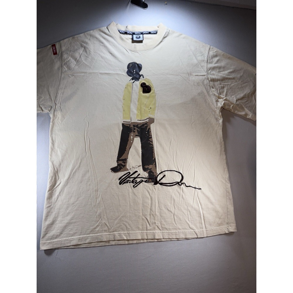 Vintage Don 3-D Puff Print Graphic Men's T-shirt 2XL Tan Retro Skate Oversized